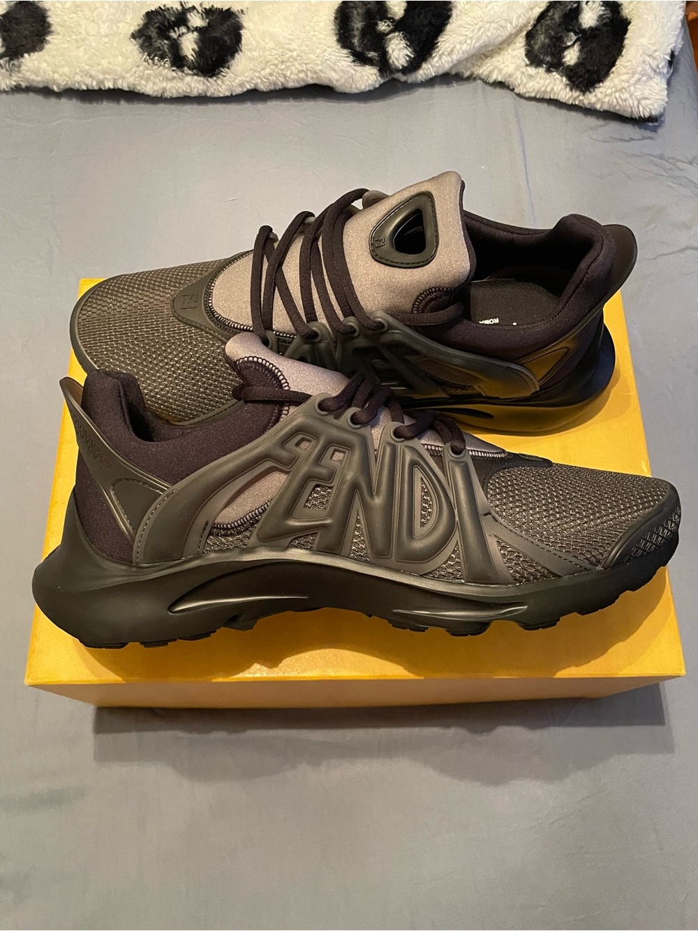 Fendi Men’s Black Mesh Logo-Overlay Sneakers